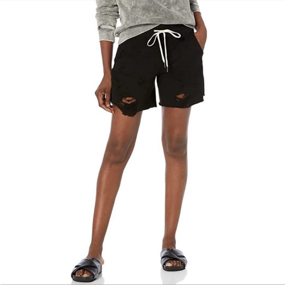 NWT n:PHILANTHROPY Black Distressed Lounge Shorts